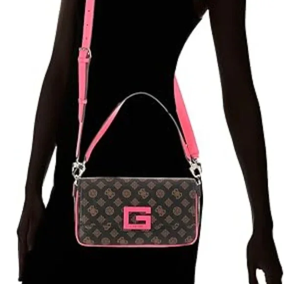 Guess "Brightside" Shoulder Bag in Brown Multi - Picture 8 of 8